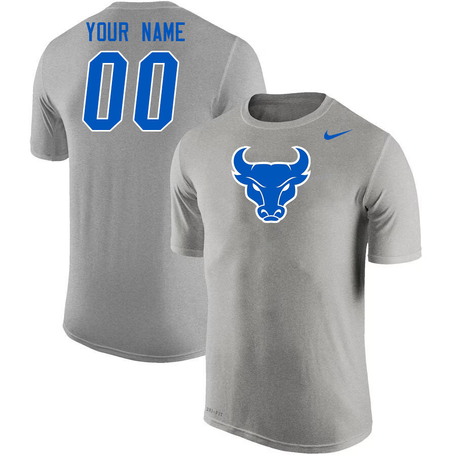 Custom Buffalo Bulls Name And Number Tshirts-Grey